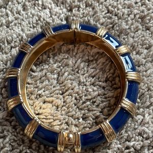 J Crew bangle bracelet, blue with gold colored accents.